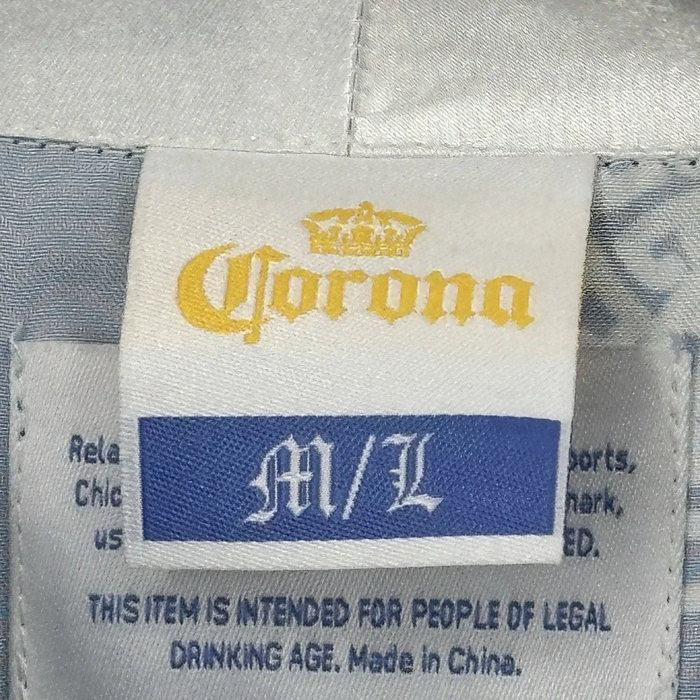 Corona Lounge Robe Mens M/L Blue And Gold Allover Paisley Print Satin